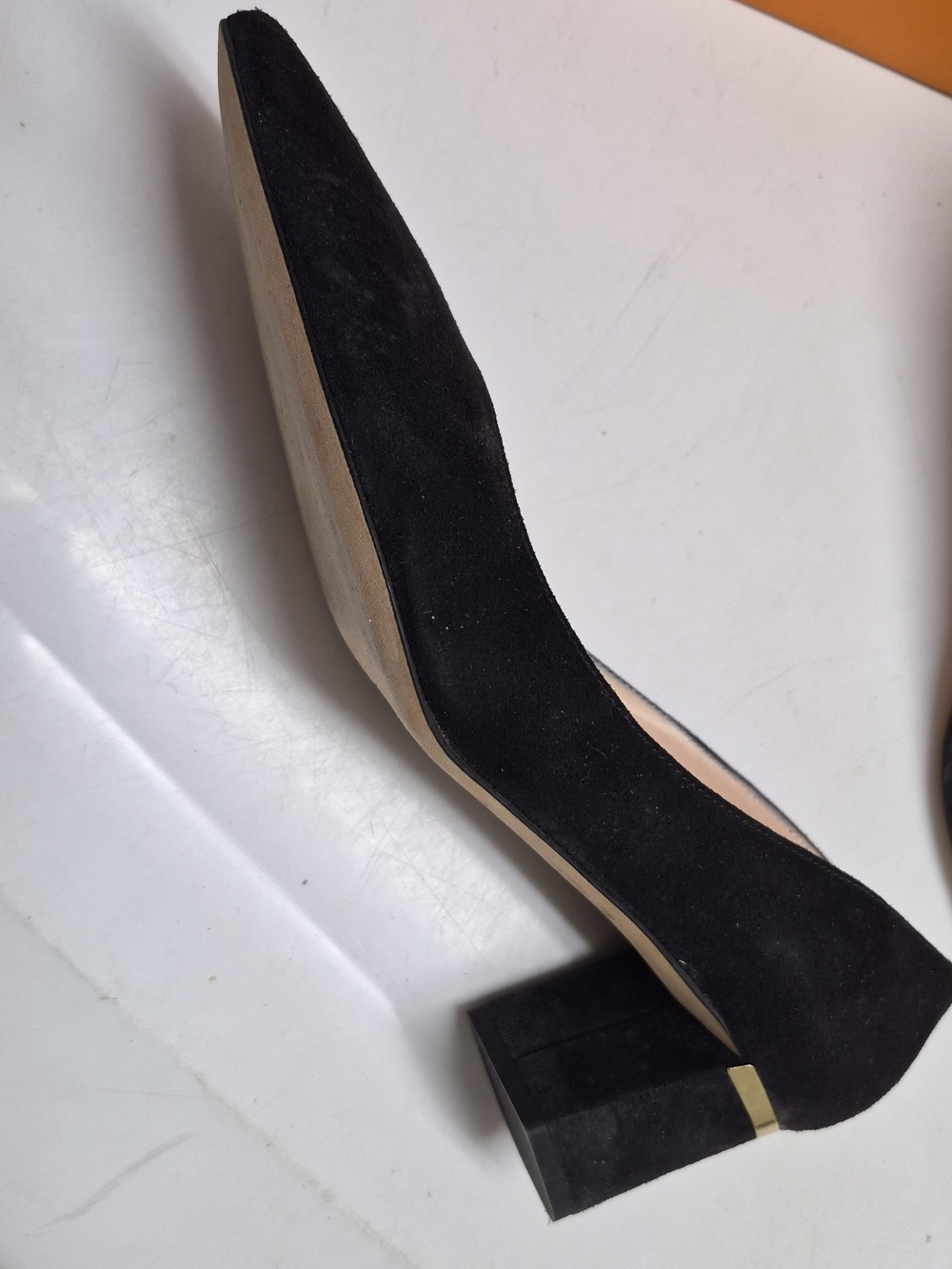 Kate Spade Black Suede Pointed-Toe Block Heel Pumps - Picture 8 of 15